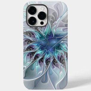 ブルーのフローリッシュ・アブストラクト・モダン・フラクタル・フラワー Case-Mate iPhone 14 PRO MAXケース