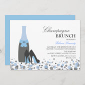 ブルーのブライダルシャワーチャペランクブランチ招待状 招待状 (正面/裏面)