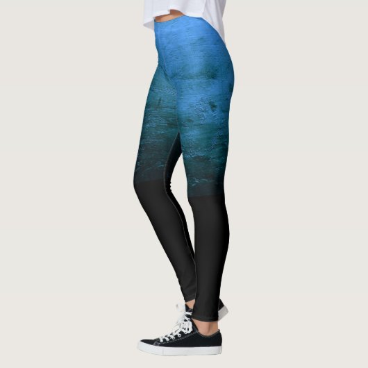 ブルーのブラックオンブレダメージテクスチャ レギンス (左)