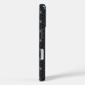 ブルーのペイズリーの花柄 iPhone 16 ブラックケース Case-Mate iPhoneケース (裏面 / 右)