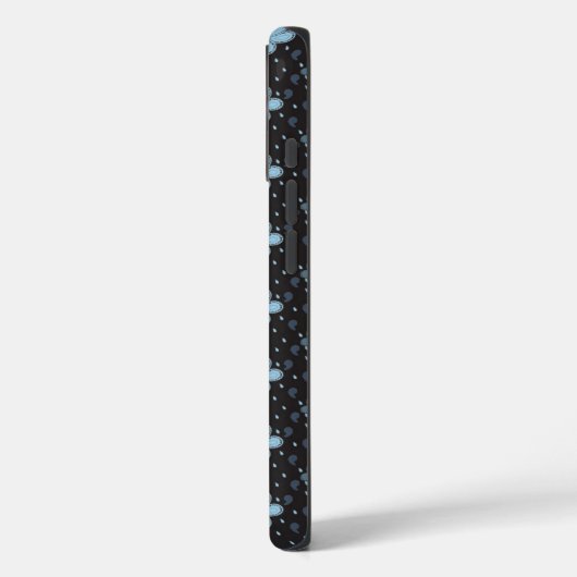 ブルーのペイズリーの花柄 iPhone 16 ブラックケース Case-Mate iPhoneケース (裏面 / 左)