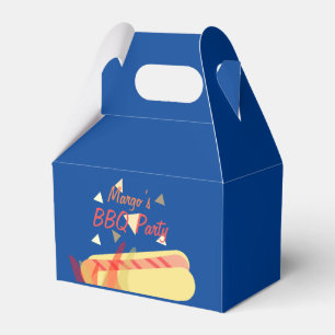 ブルーのホットドッグクックアウトBBQバースデーパーティー フェイバーボックス