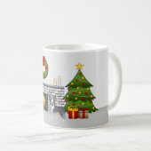 ブルーのボストンテリアがいるクリスマスの部屋 コーヒーマグカップ (正面右)