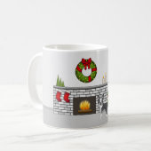ブルーのボストンテリアがいるクリスマスの部屋 コーヒーマグカップ (正面左)