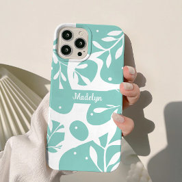 ブルーのボタニカルフラワースタイル Case-Mate iPhone 14ケース
