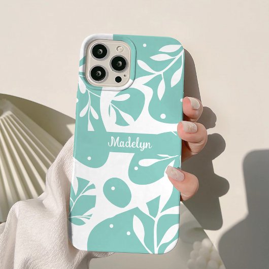 ブルーのボタニカルフラワースタイル Case-Mate iPhoneケース