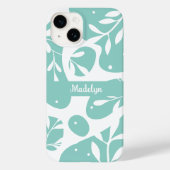 ブルーのボタニカルフラワースタイル Case-Mate iPhoneケース (裏面)