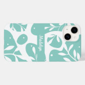ブルーのボタニカルフラワースタイル Case-Mate iPhoneケース (裏面 (横))