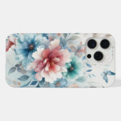 ブルーのボタニカル ブリス iPhoneケース (裏面横)