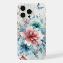 ブルーのボタニカル ブリス iPhone 15 PRO MAXケース