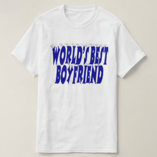 ブルーのボーイフレンドタイポグラフィ Tシャツ