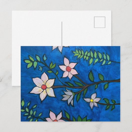 ブルーのポストカードの花 ポストカード (正面/裏面)