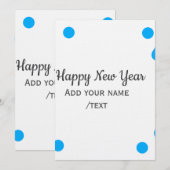 ブルーのポルカドットが楽しい新年を飾る名前 メッセージ シンプル 招待状 (正面/裏面)