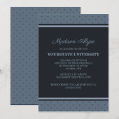 ブルーのポルカドット大学トランクパーティー 招待状 (正面/裏面)