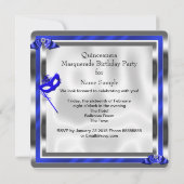 ブルーのマスカレード・キンセアニエラ 15歳の誕生日パーティー 招待状 (裏面)