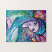 ブルーのマスク/ベネチアンマスカレードボール，ティール（緑がかった色） ジグソーパズル (横)