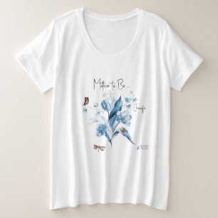 ブルーのママになるマタニティベイビーシャワー プラスサイズTシャツ