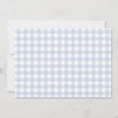 ブルーのミニマル男の赤ちゃんシャワー写真の招待状 招待状 (裏面)