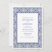 ブルーのメキシカン タレヴェラ スペイン語 ウェディング 招待状 (正面)
