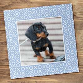 ブルーのモダンな筆跡XOXO オリジナル犬の写真 ジグソーパズル