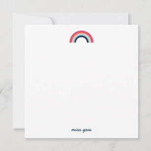 ブルーのモダンな虹を想う ノートカード