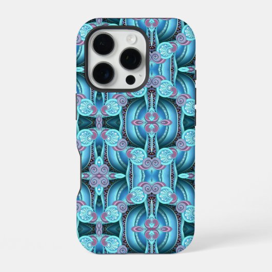 ブルーのモダンアートiPhone/iPadケース iPhoneケース (裏面)