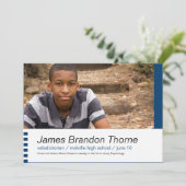 ブルーのモダンブロック2枚写真 卒業パーティ招待状 招待状 (スタンド正面)