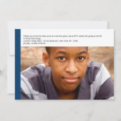 ブルーのモダンブロック2枚写真 卒業パーティ招待状 招待状 (裏面)