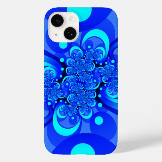 ブルーのモダン抽象フラクタルアート Case-Mate iPhoneケース (裏面)