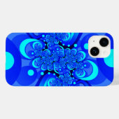 ブルーのモダン抽象フラクタルアート Case-Mate iPhoneケース (裏面 (横))