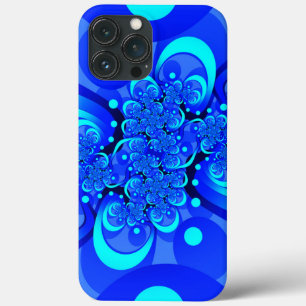 ブルーのモダン抽象フラクタルアート iPhone 13 PRO MAXケース
