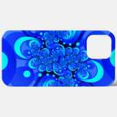 ブルーのモダン抽象フラクタルアート Case-Mate iPhoneケース (裏面 (横))