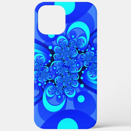 ブルーのモダン抽象フラクタルアート Case-Mate iPhoneケース (裏面)