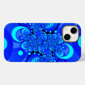 ブルーのモダン抽象フラクタルアート Case-Mate iPhoneケース (裏面 (横))