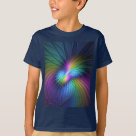 ブルーのモダン・アブストラクト・フラクタルアートが彩る Tシャツ