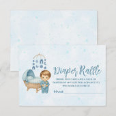 ブルーのモバイルベビーサークル 赤ちゃんのベッド おむつくじ エンクロージャーカード (正面/裏面)