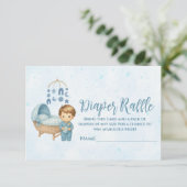 ブルーのモバイルベビーサークル 赤ちゃんのベッド おむつくじ エンクロージャーカード (スタンド正面)