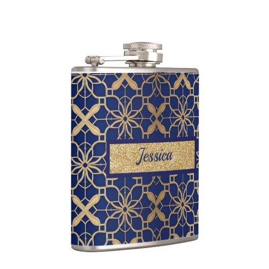 ブルーのモロッカンラッパーまたはワインビニールラッピングフラスコ フラスク (右)