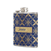 ブルーのモロッコ風ワインボトルラッパー フラスク (左)