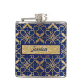 ブルーのモロッコ風ワインボトルラッパー フラスク (正面)