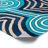 ブルーのライフライン モダンアート抽象パターン ポスター (角)