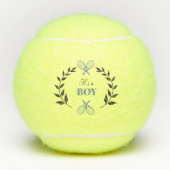 ブルーのラケット　ベイビー誕生おめでとう！男の子のテニスギフト テニスボール (正面)
