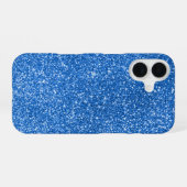 ブルーのラメデザイン iPhone 16ケース (裏面横)