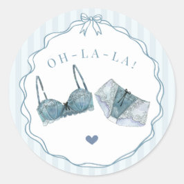 ブルーのランジェリーシャワー ブライズメイドパーティー封筒 ラウンドシール