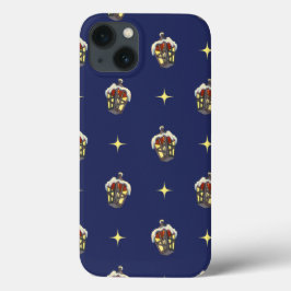 ブルーのランタン付きヴィンテージクリスマスパターン iPhone 13ケース