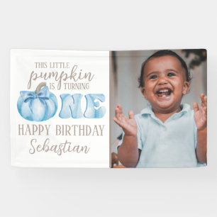 ブルーのリトルパンプキンの写真 1歳の誕生日パーティー 横断幕