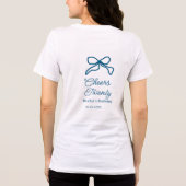 ブルーのリボンの誕生日bohoリトロ二十お祝い 名前 日付 トライブレンドTシャツ (裏面)