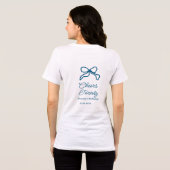 ブルーのリボンの誕生日bohoリトロ二十お祝い 名前 日付 トライブレンドTシャツ (裏面全面)