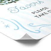 ブルーのリボン付きクリスマスツリーのベビーシャワーのお土産 ポスター (角)