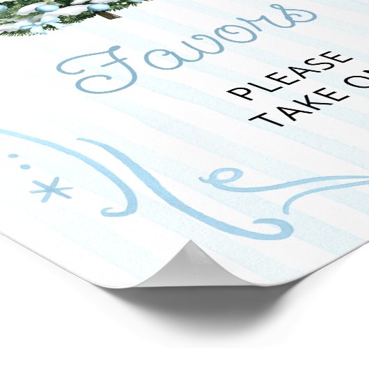 ブルーのリボン付きクリスマスツリーのベビーシャワーのお土産 ポスター (角)